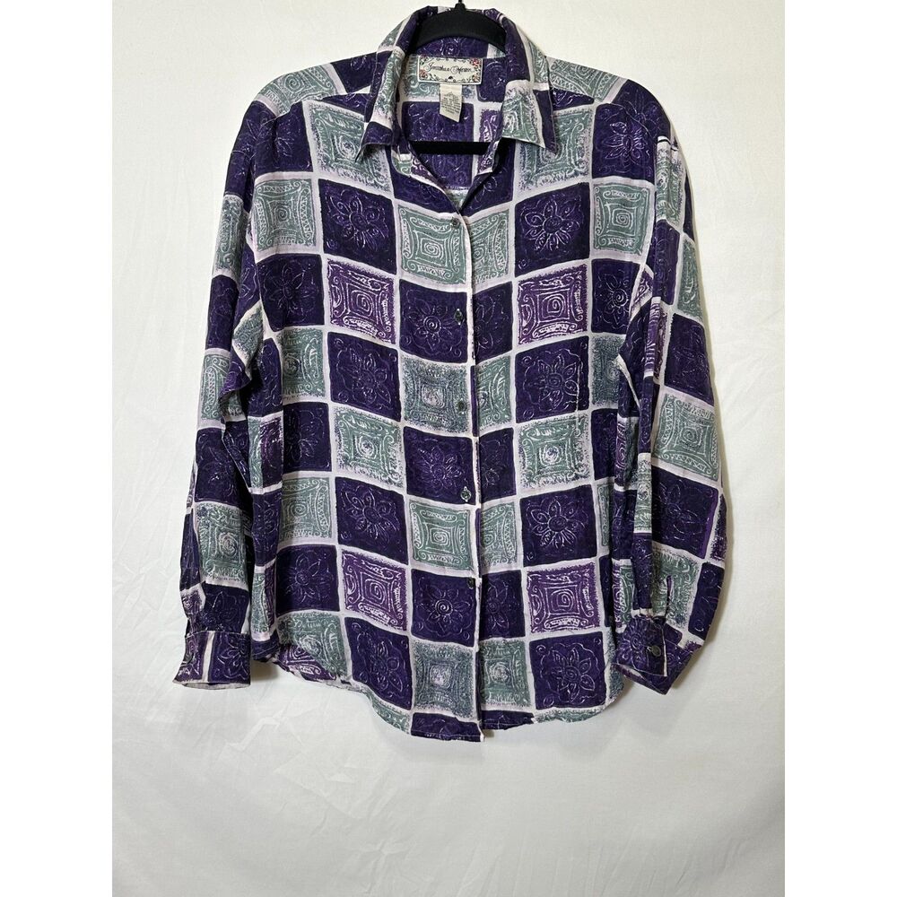 Jonathan Martin Vintage Women's Long Sleeve Silk Button Up Blouse Size S